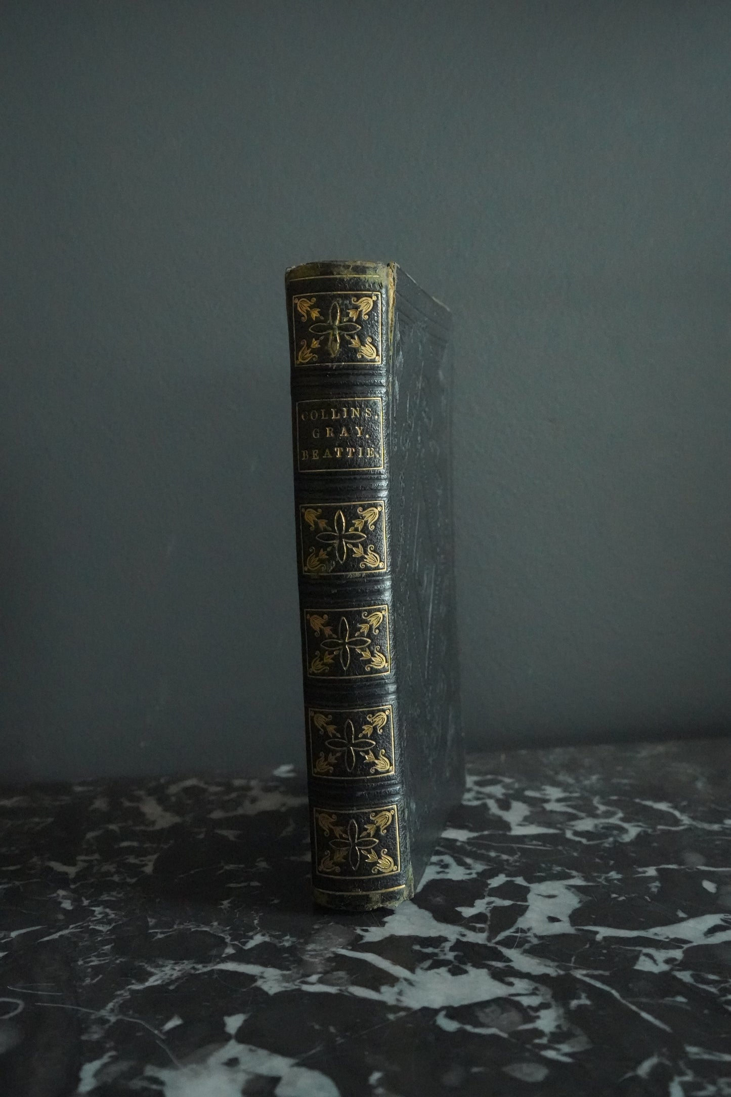 1839 "The Poetical Works of Collins, Gray" Small Full Black Leather Book