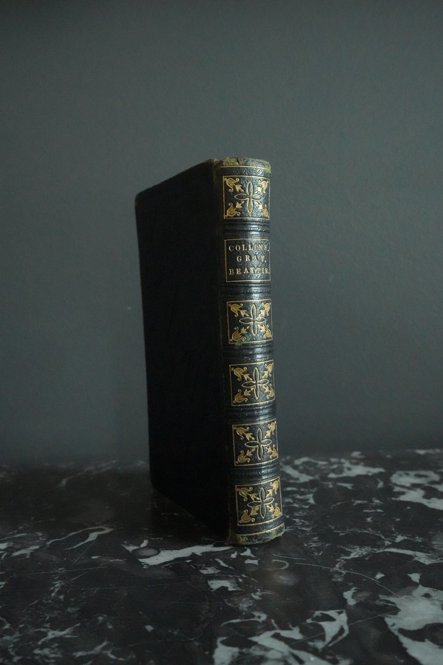 1839 "The Poetical Works of Collins, Gray" Small Full Black Leather Book