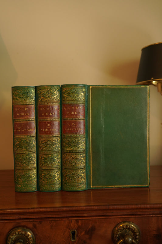 William Hone Every-Day Book, Year Book & Table Book, 3-Vols Tegg c.1850s, Rebound Green Morocco, Volume II Missing