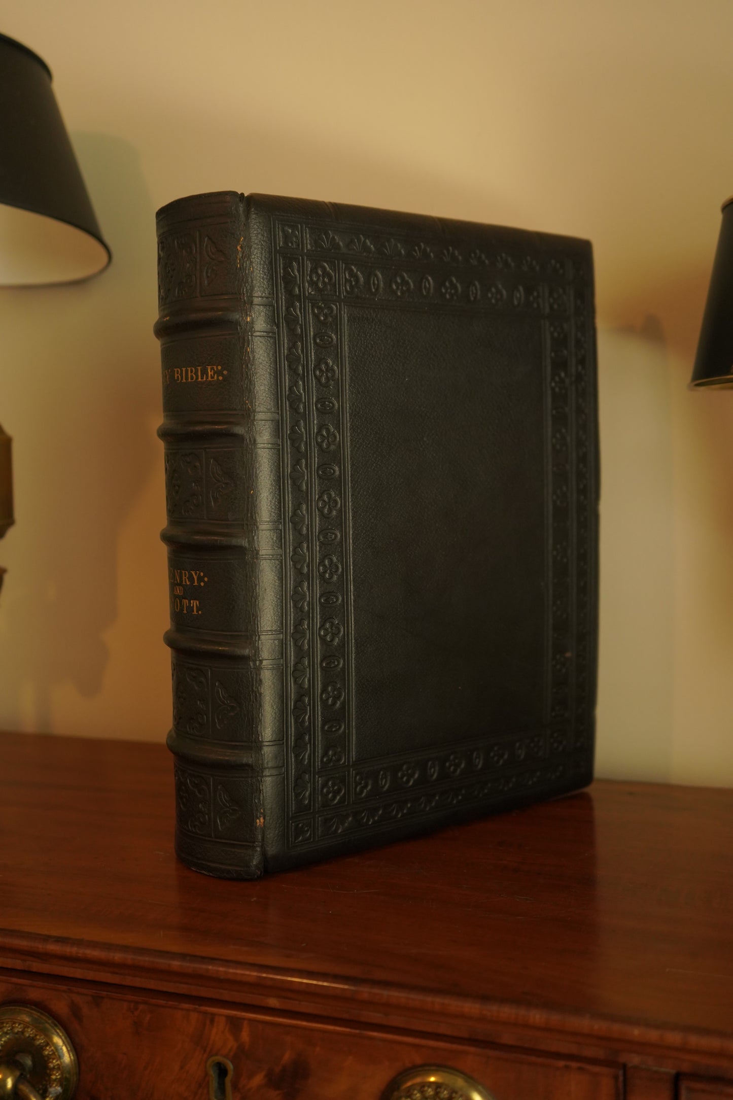 XL "Holy Bible" Black Full Leather Book