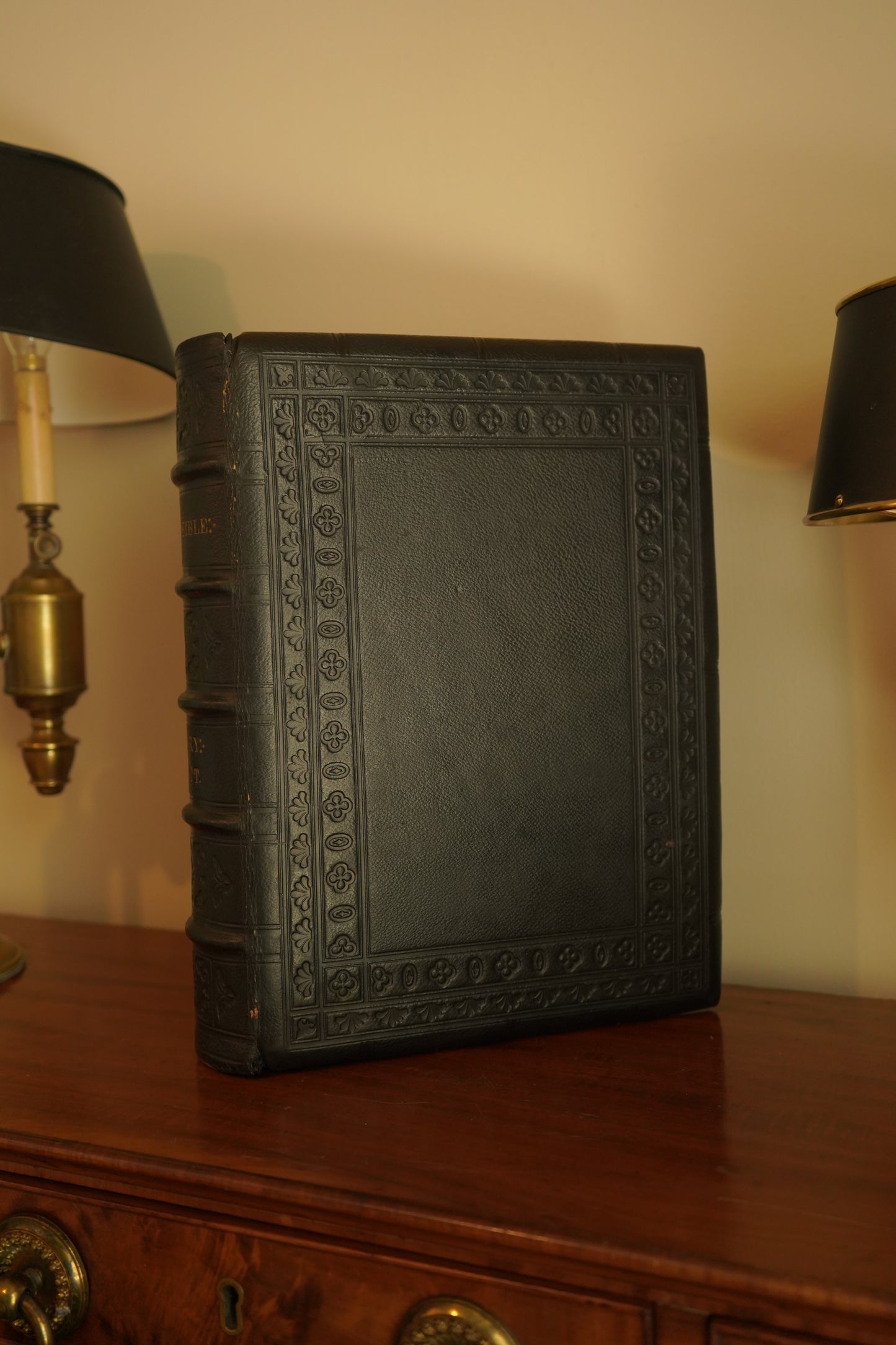 XL "Holy Bible" Black Full Leather Book