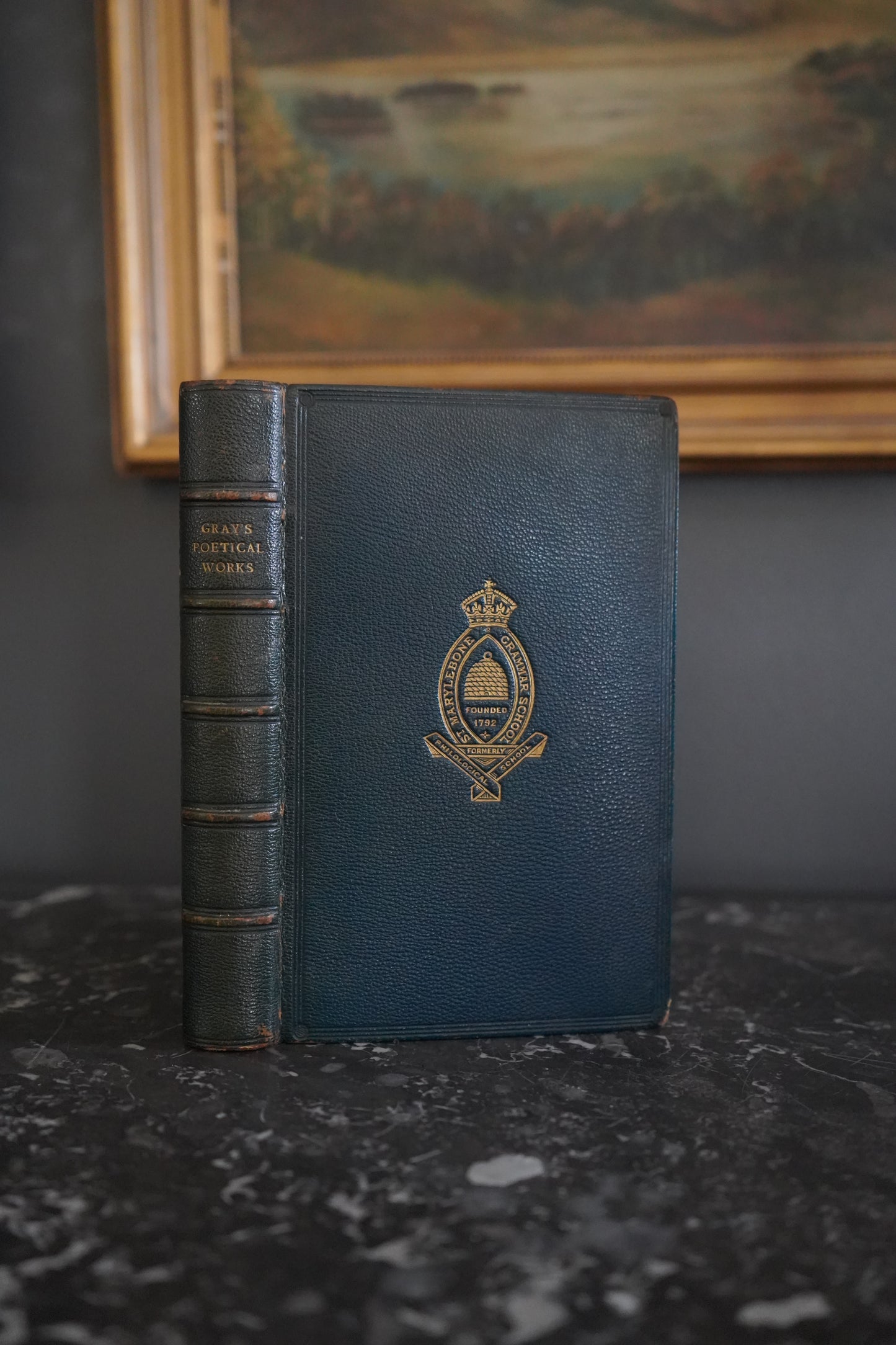 Antique 1901 Poetry Book The Poetical Works of Thomas Gray in Prize Leather Binding