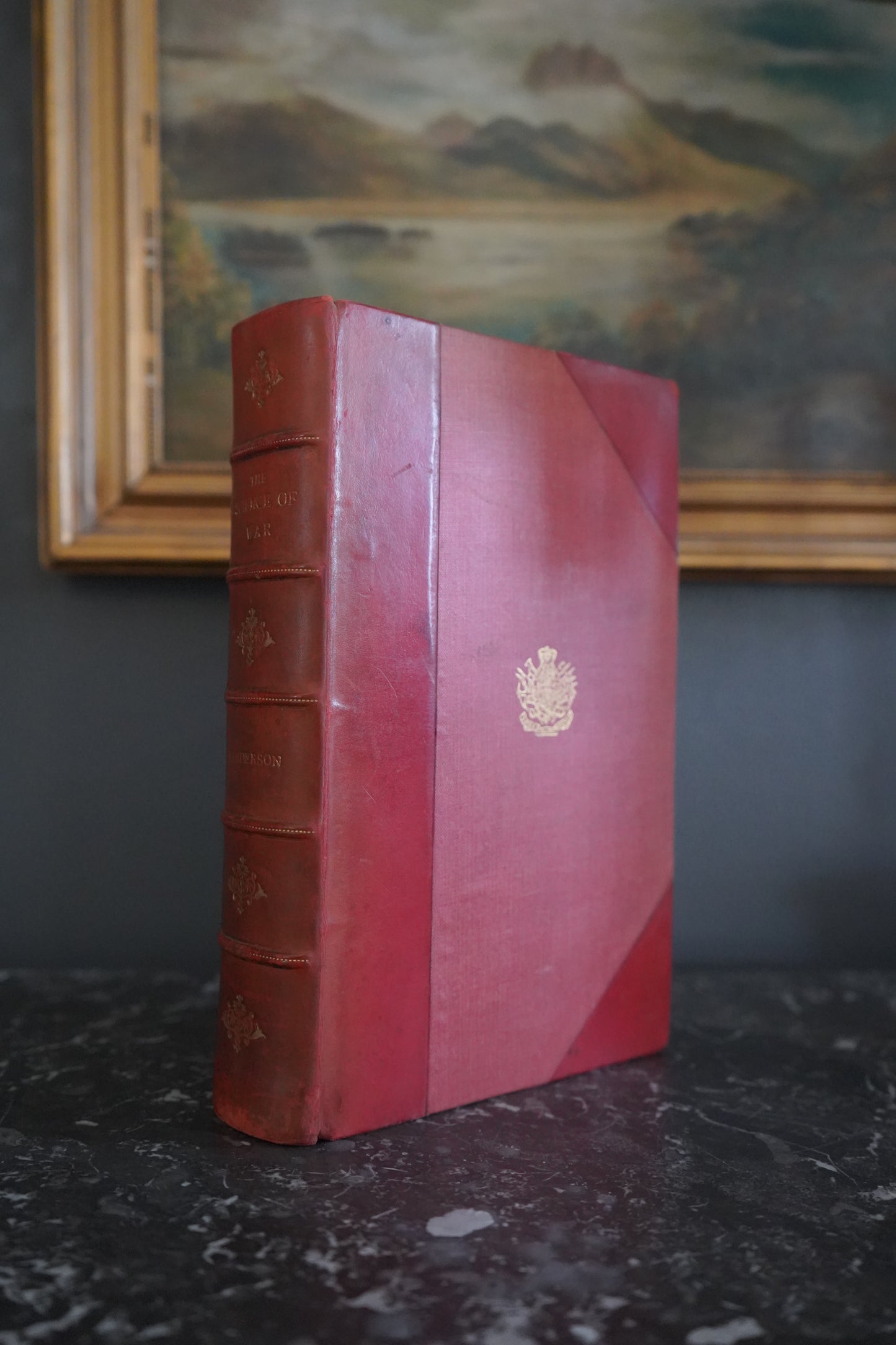 1913 "The Science of War" Red Half Leather Book