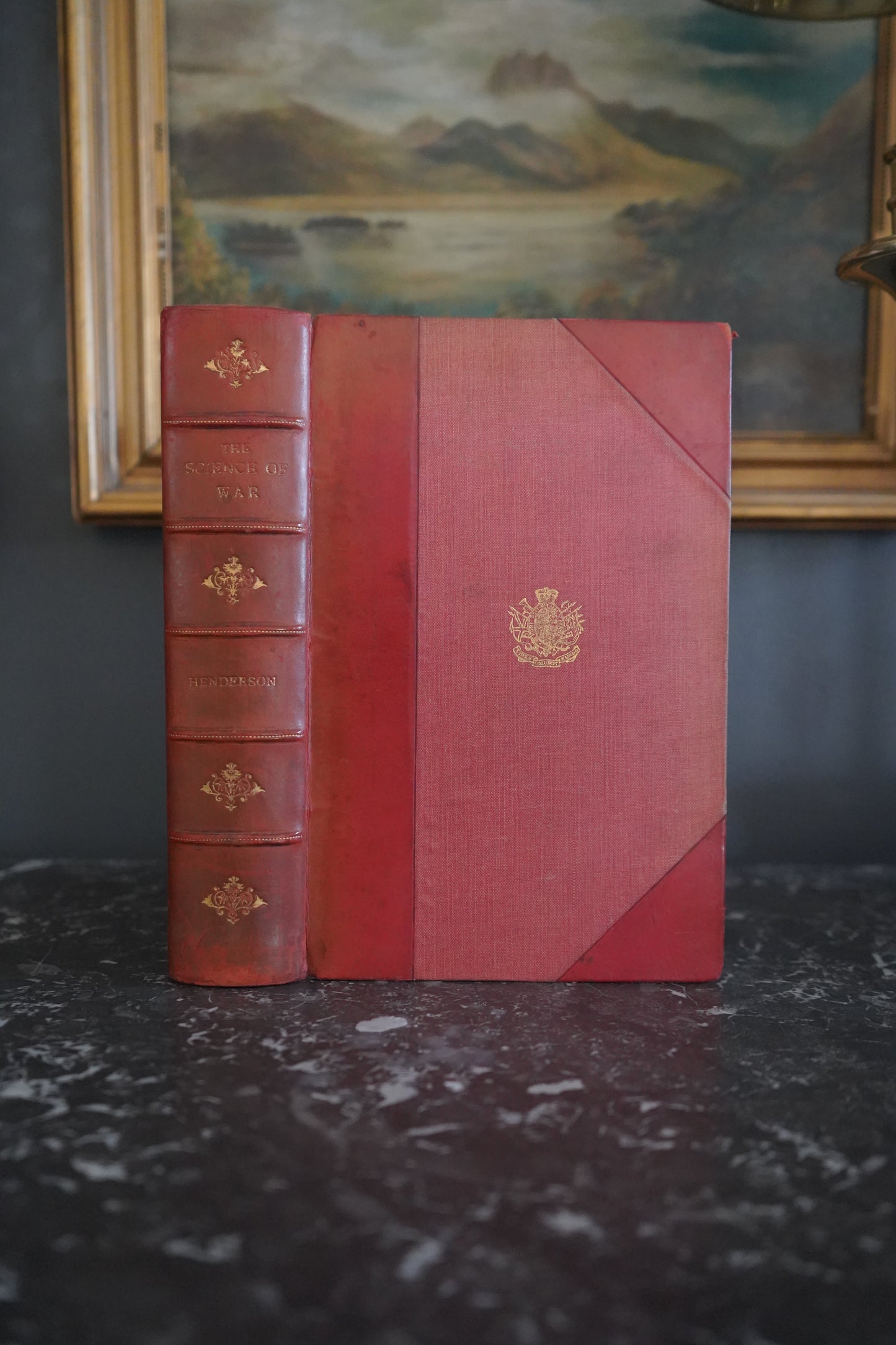 1913 "The Science of War" Red Half Leather Book