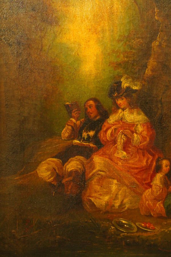 Antique European Oil Painting Figures in Landscape secondary view