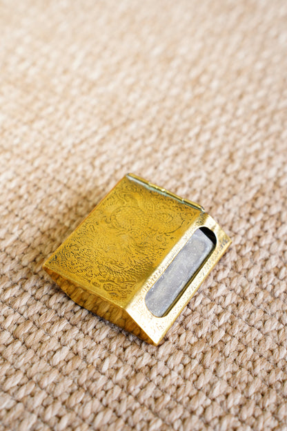 Antique Japanese Engraved Brass Vesta Case, Mount Fuji