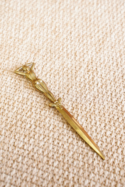 Vintage Art Deco Solid Brass Figural Letter Opener