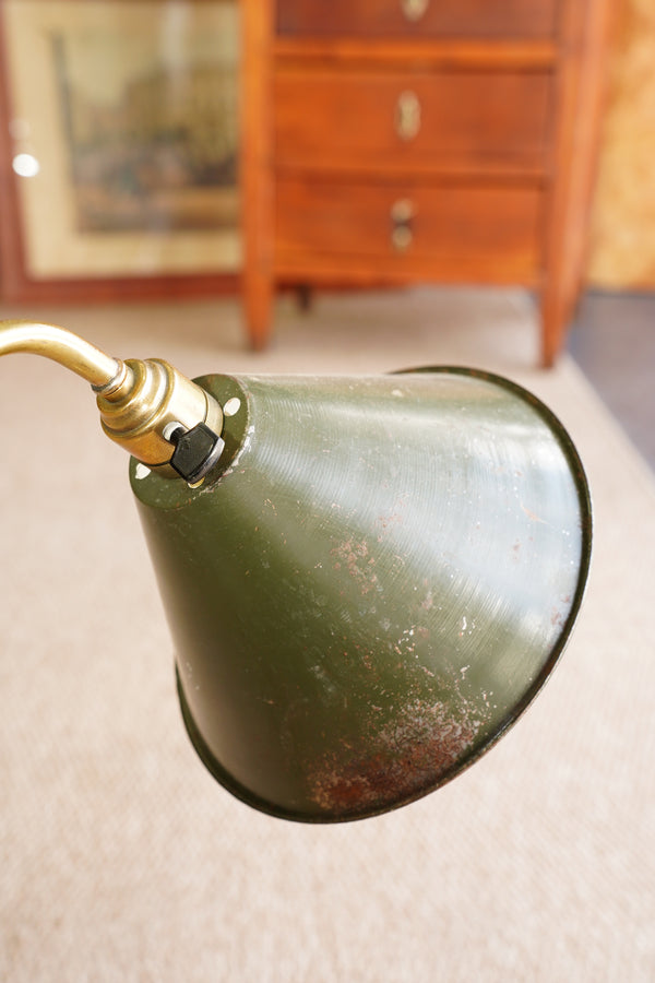 Vintage French Silvered Brass Swing Arm Desk Lamp secondary view