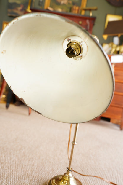 Vintage French Silvered Brass Swing Arm Desk Lamp
