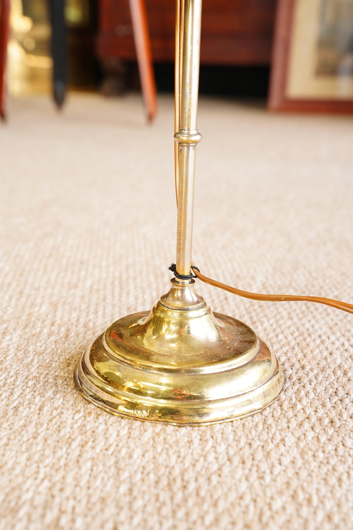 Vintage French Silvered Brass Swing Arm Desk Lamp