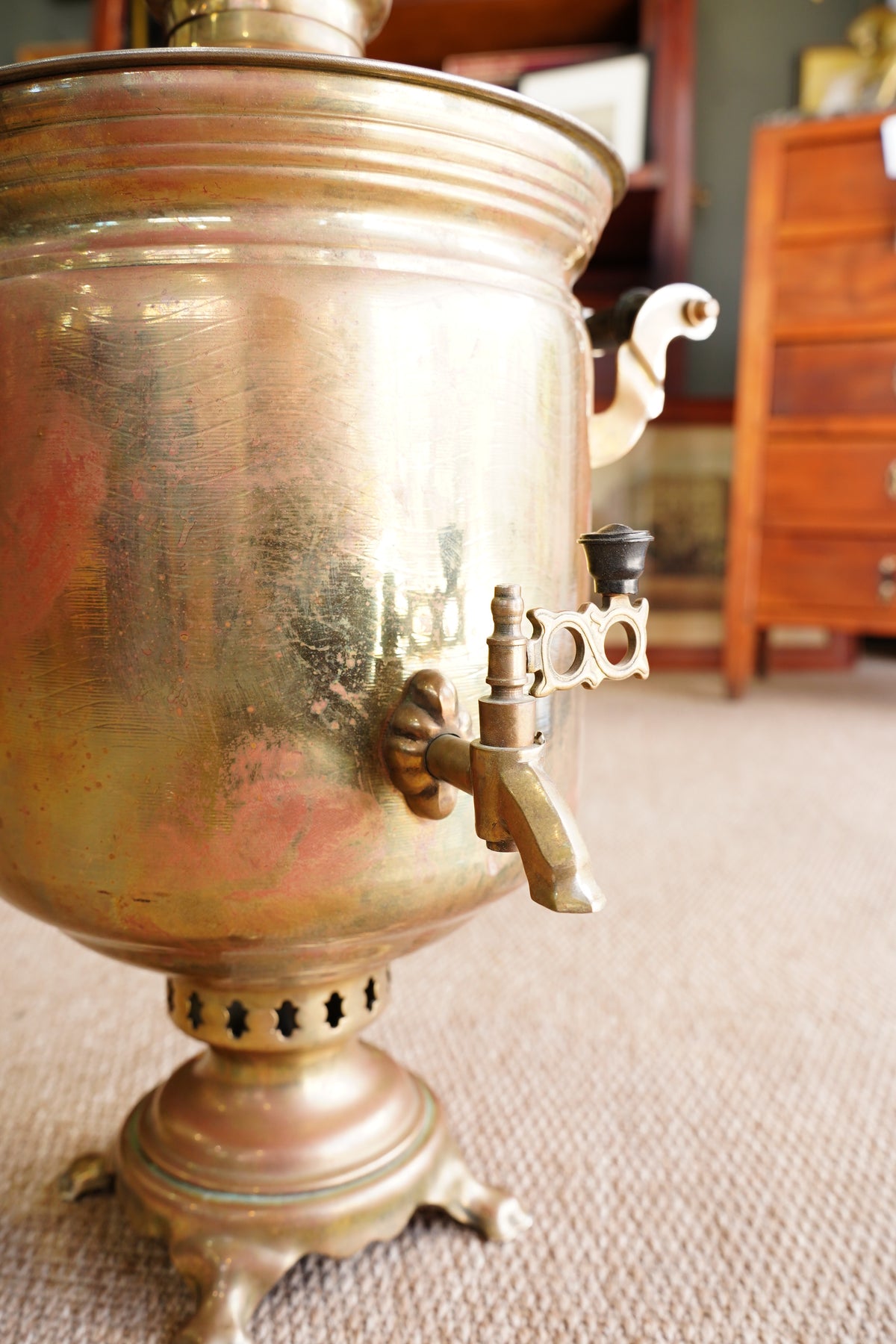 Antique Russian Brass Plated Samovar