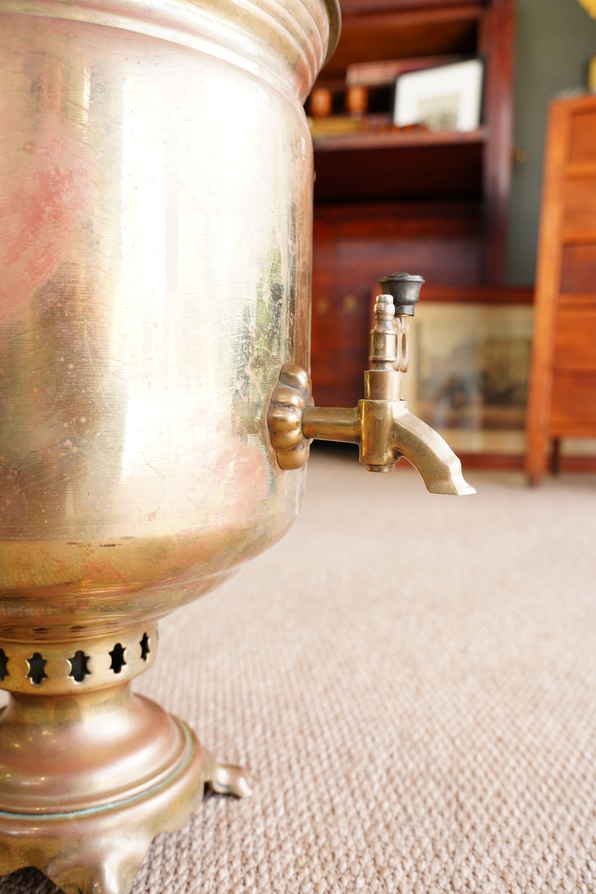 Antique Russian Brass Plated Samovar
