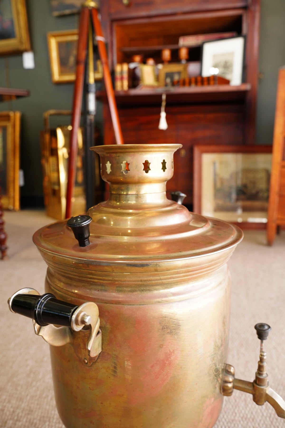 Antique Russian Brass Plated Samovar