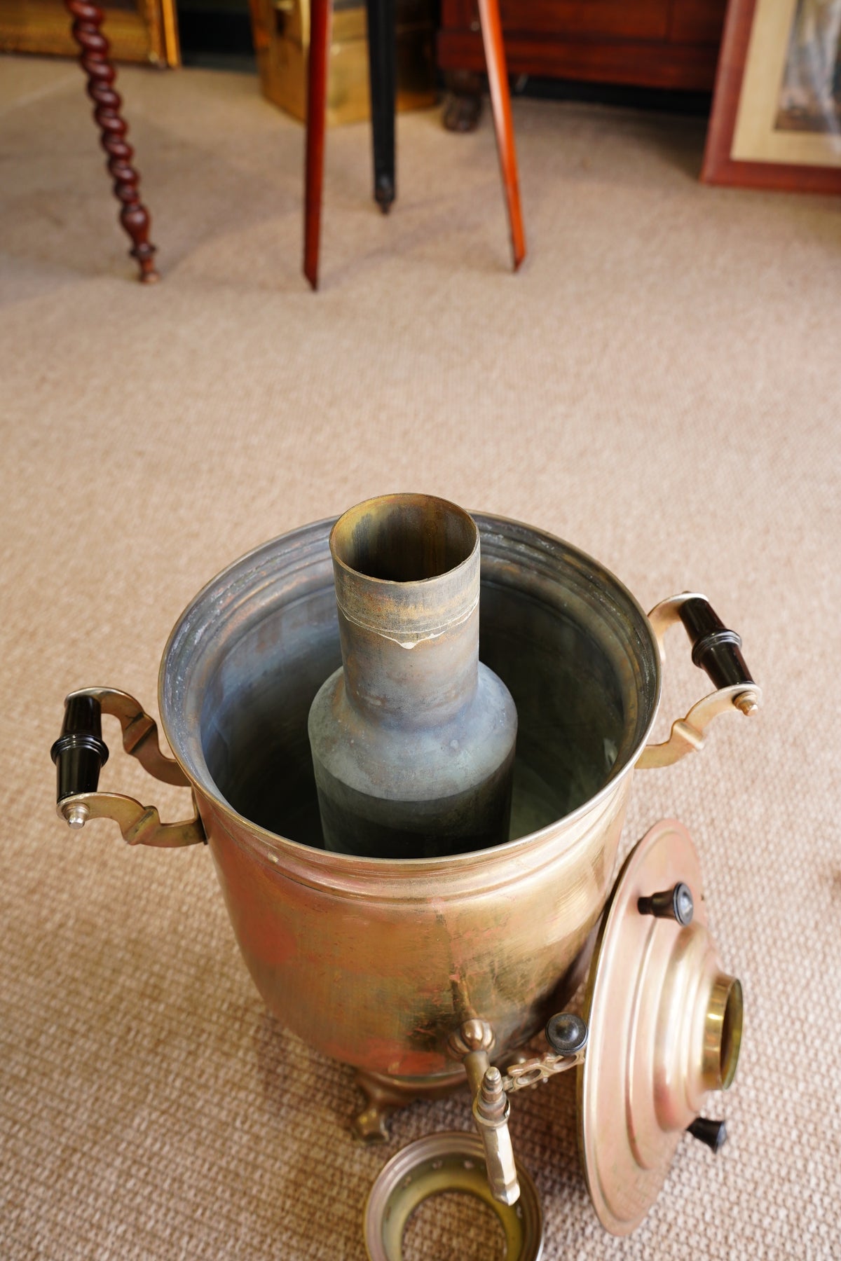Antique Russian Brass Plated Samovar