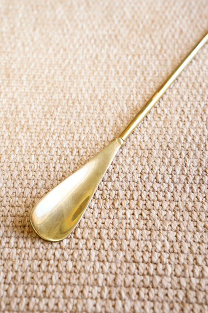 Vintage Solid Brass Lion Head Shoe Horn, Long Handled
