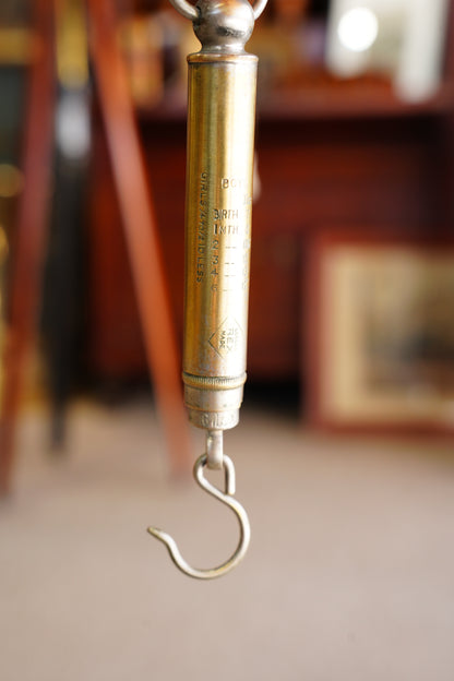 Vintage Brass Baby Balance with Engraved Weight Chart