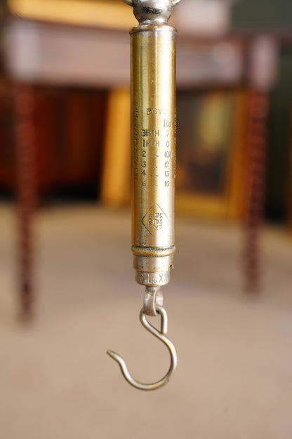 Vintage Brass Baby Balance with Engraved Weight Chart