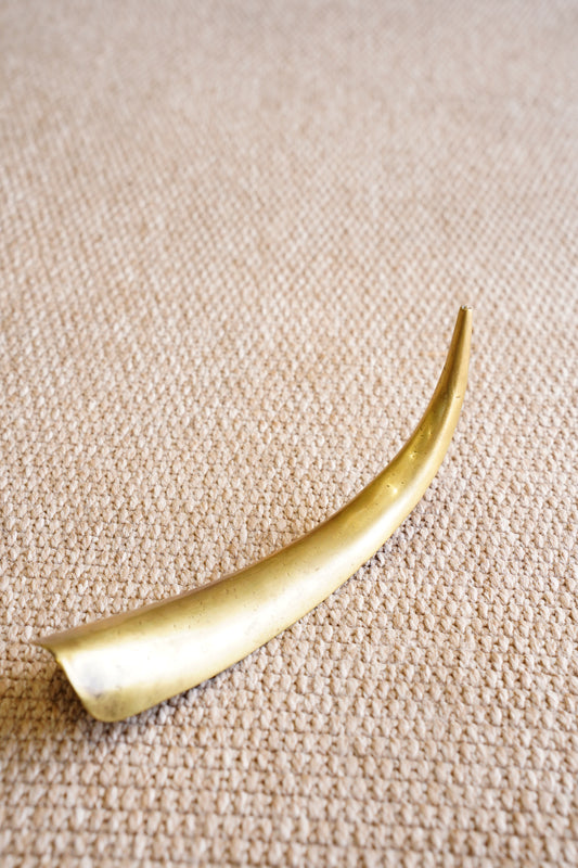 Vintage Hand Raised Brass Shoe Horn with Hanging Hook