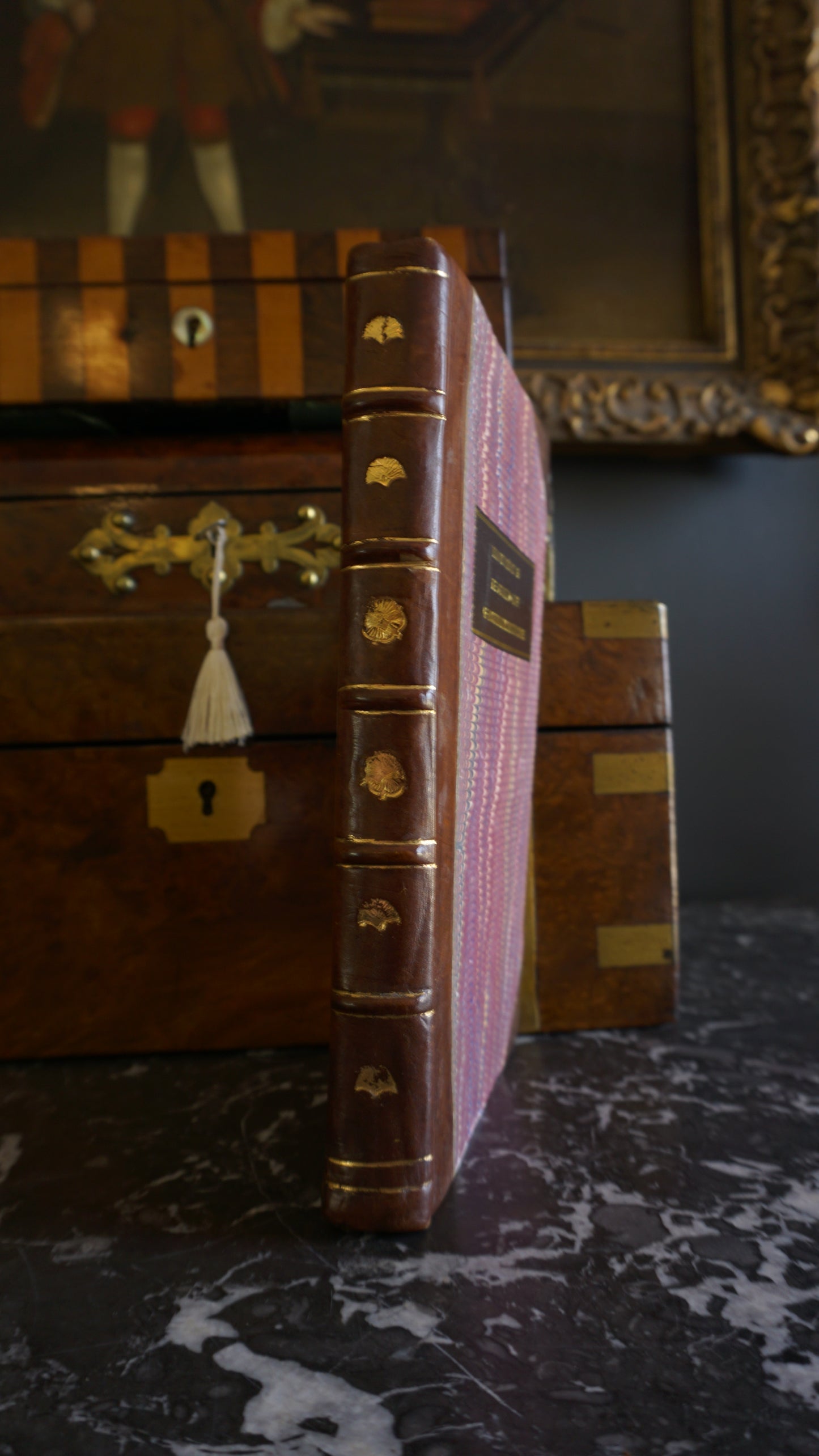 1849 "Decorated Windows: A Series of Illustrations of the Window Tracery of the Decorated Style of Ecclesiastical Architecture" Brown Half Leather Book