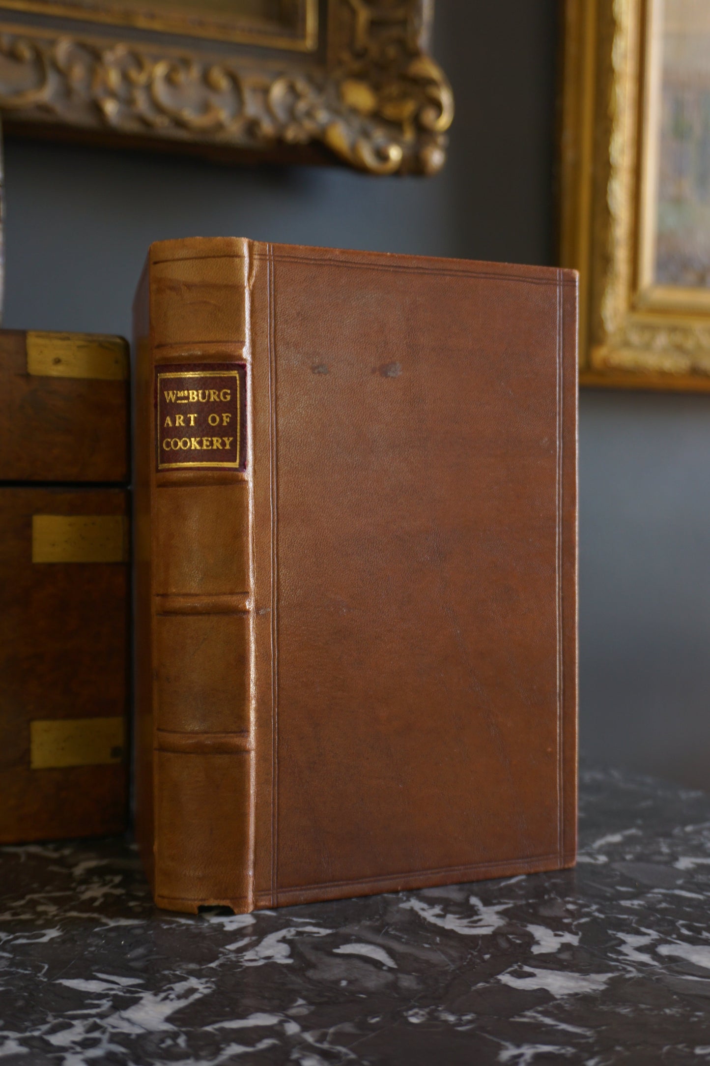 Antique Cookbook "The Williamsburg Art of Cookery " Tan Full Leather Book