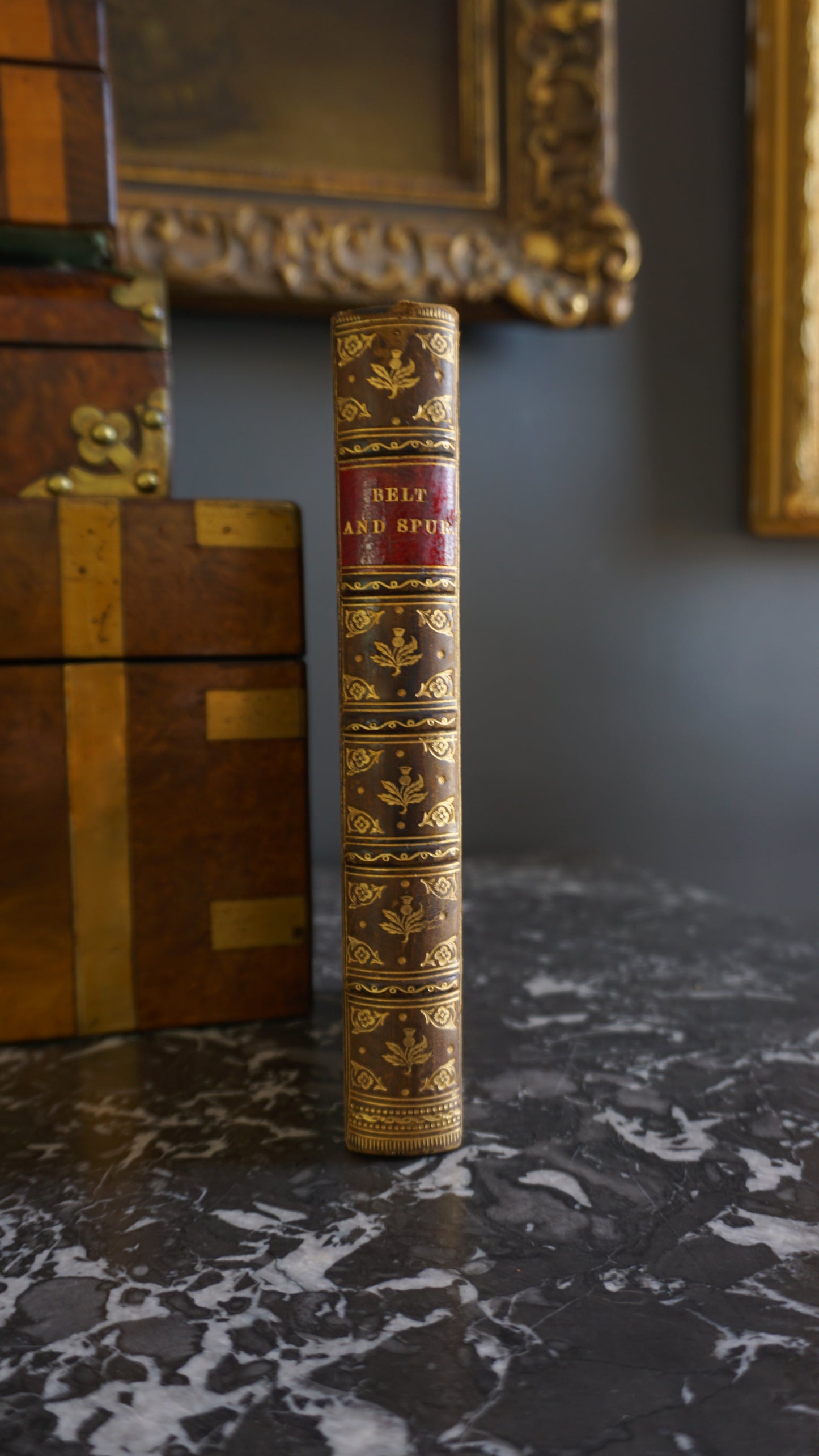 1884 Belt and Spur Historical Chivalry Book in Full Leather Prize Binding