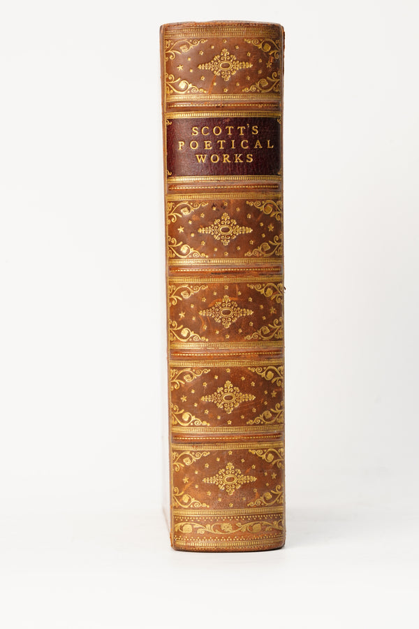 1913 Sir Walter Scott Poetical Works Full Calf Prize Binding secondary view