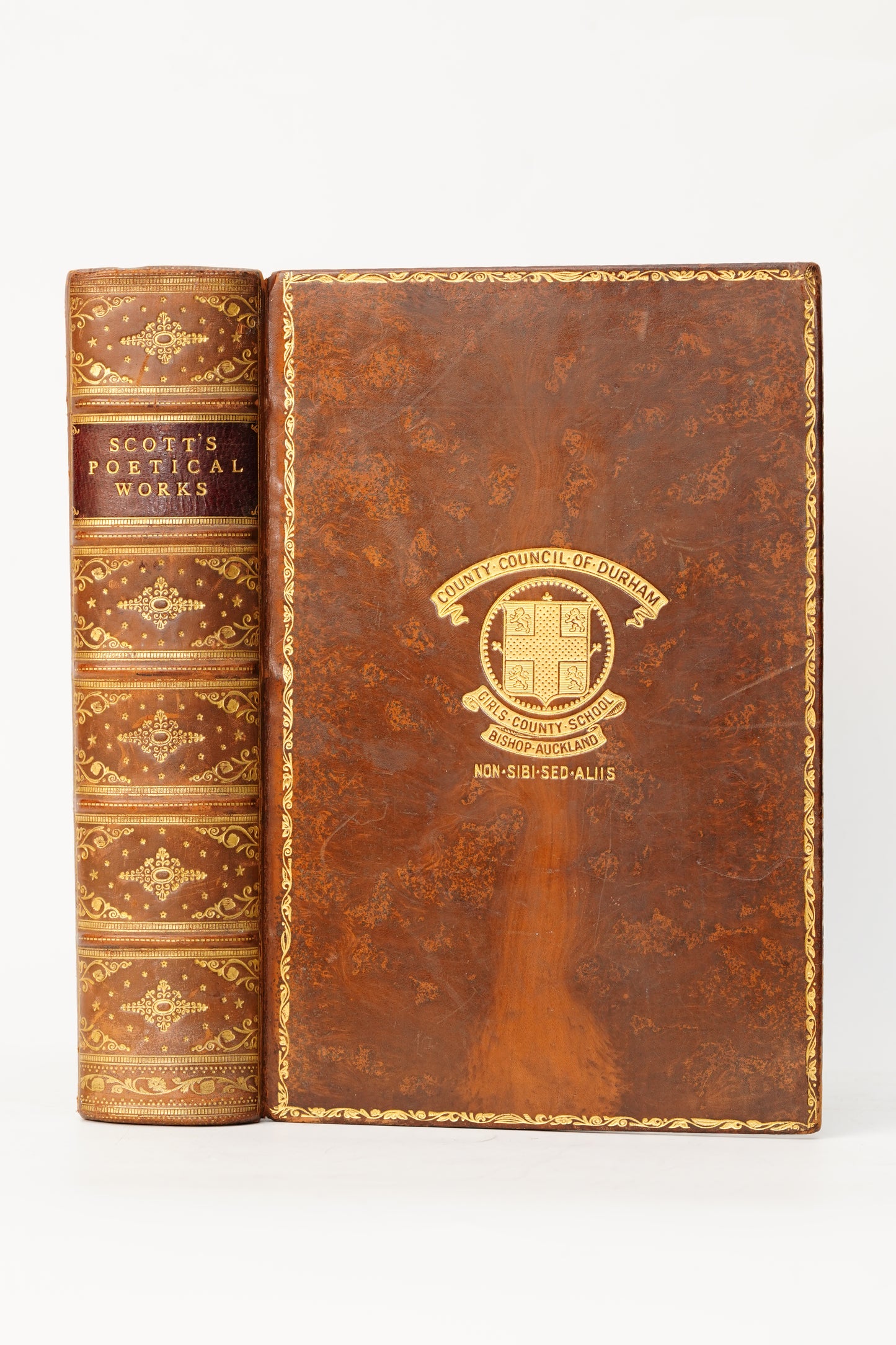 1913 Sir Walter Scott Poetical Works Full Calf Prize Binding