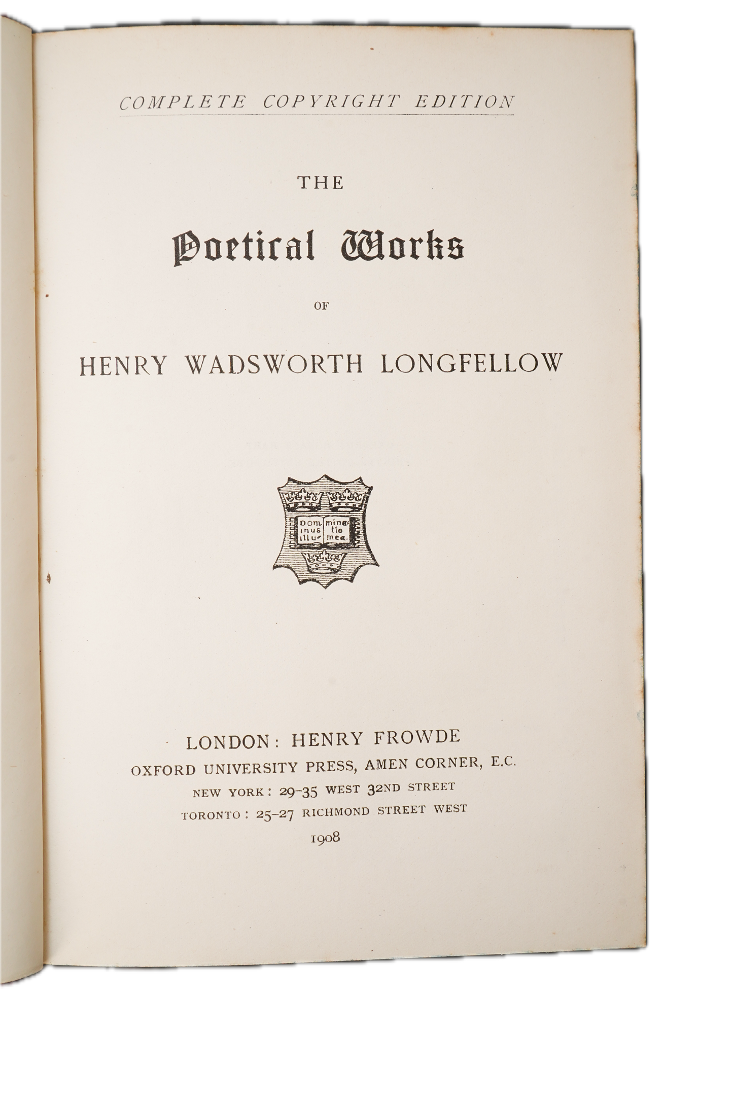 1908 Longfellow Poetical Works Full Leather