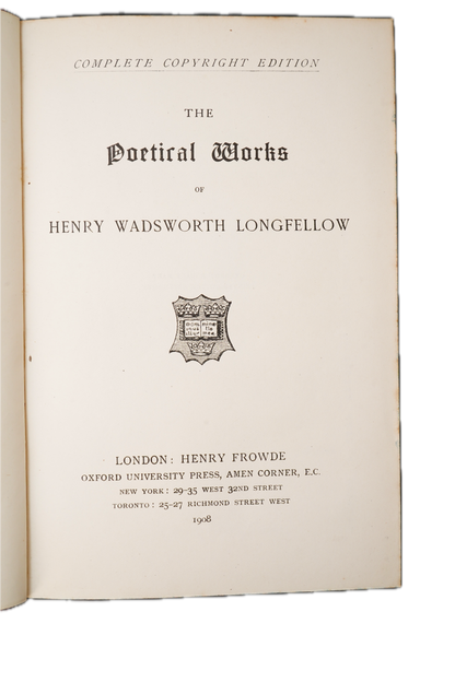 1908 Longfellow Poetical Works Full Leather