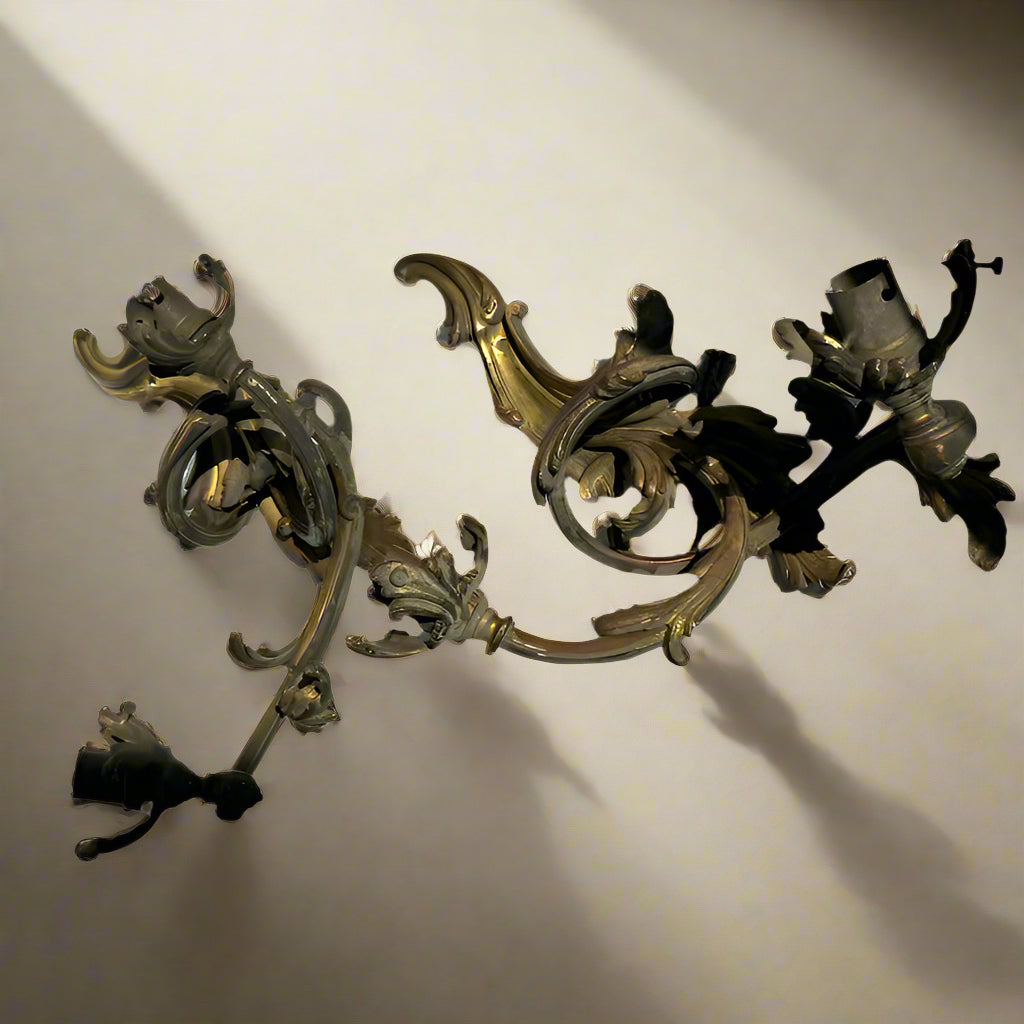 Antique French Rococo Gilt Bronze Wall Sconces (Pair) | Antique French Bronze Wall Lighting