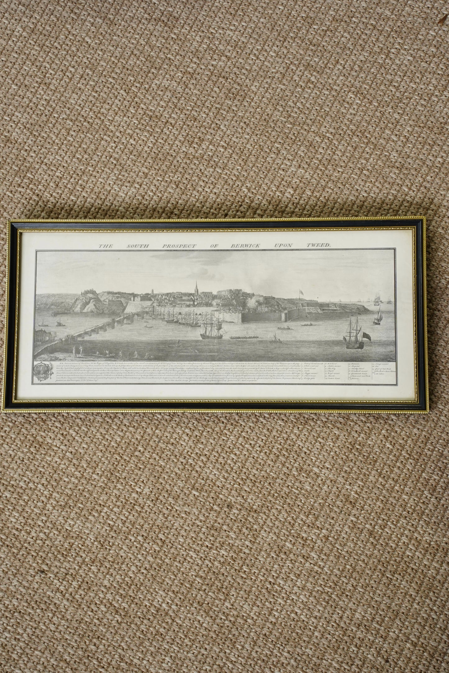 Antique Engraving South Prospect of Berwick Upon Tweed, 1745