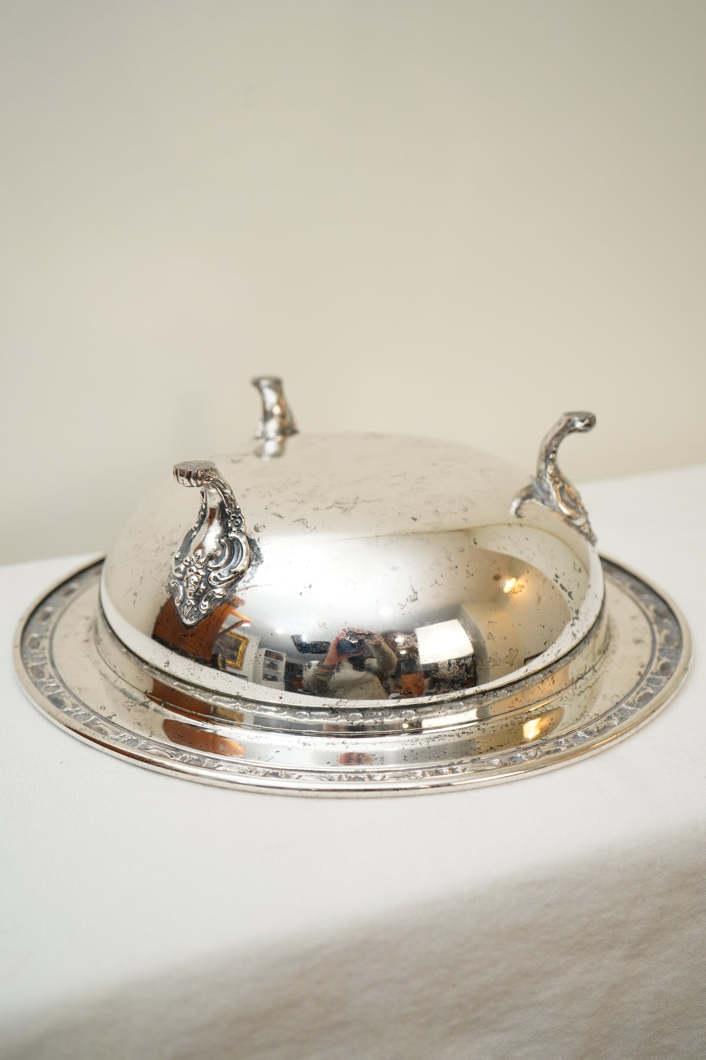 Antique Silver Plated Footed Serving Bowl