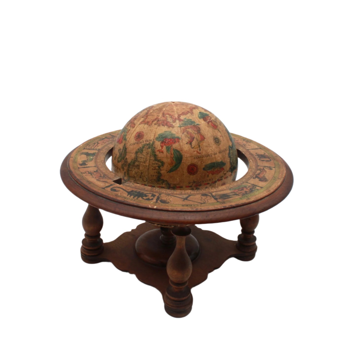 Small Vintage Italian Wooden Globe