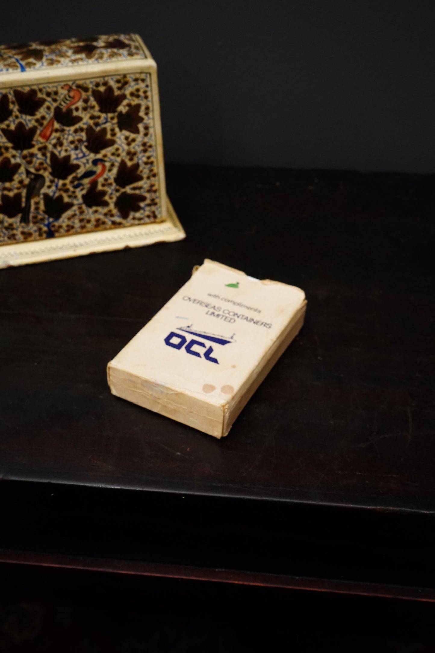 Antique Hand Painted Card Holder Box