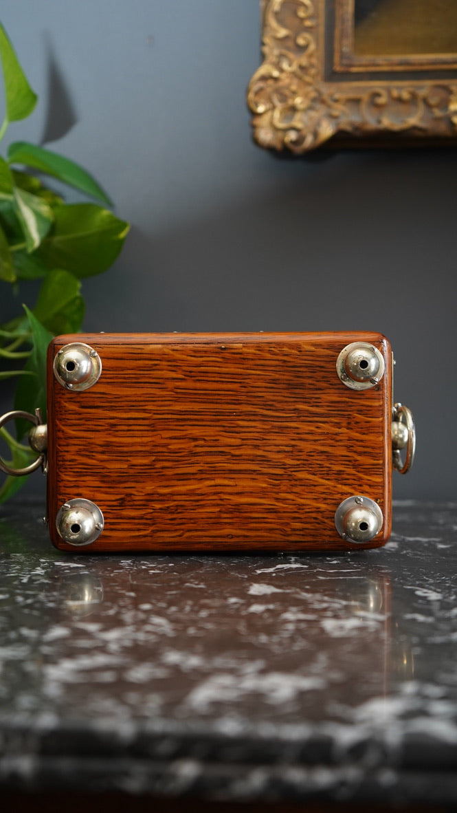 Antique English Oak and Silver-Plated Twin Tea Caddy | John Grinsell & Sons, c.1895–1910