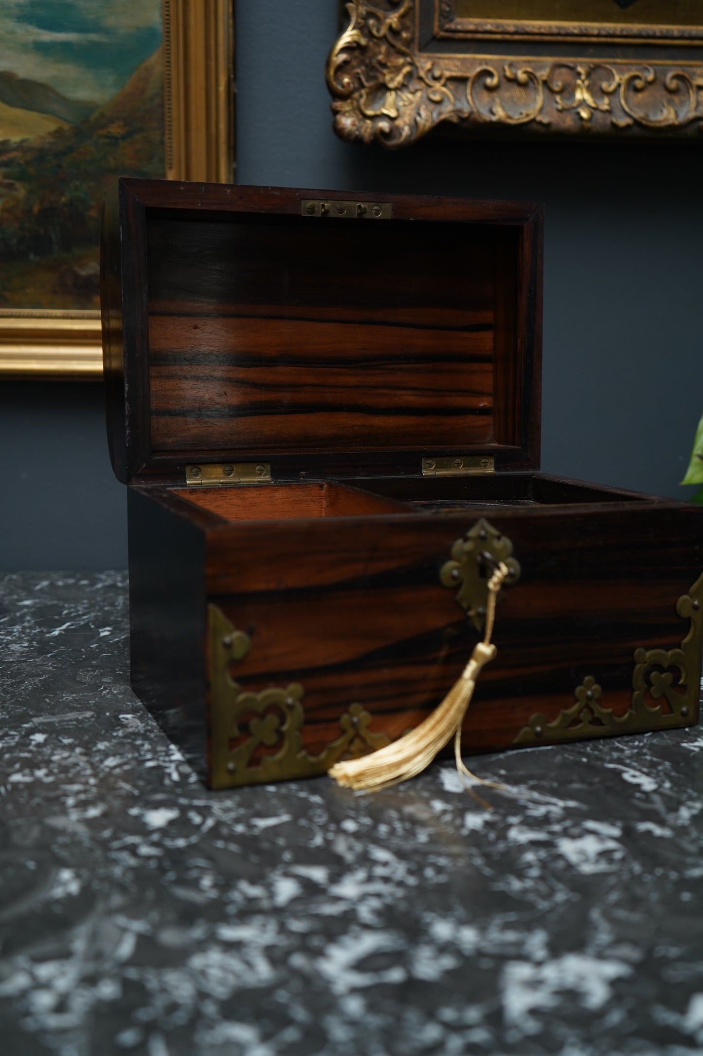 Antique Georgian Rosewood Domed Tea Caddy with Brass Mounts, Circa 1820-1830