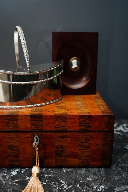 Antique Silver Plate Two Compartment Handled Caddy with Hinged Lids