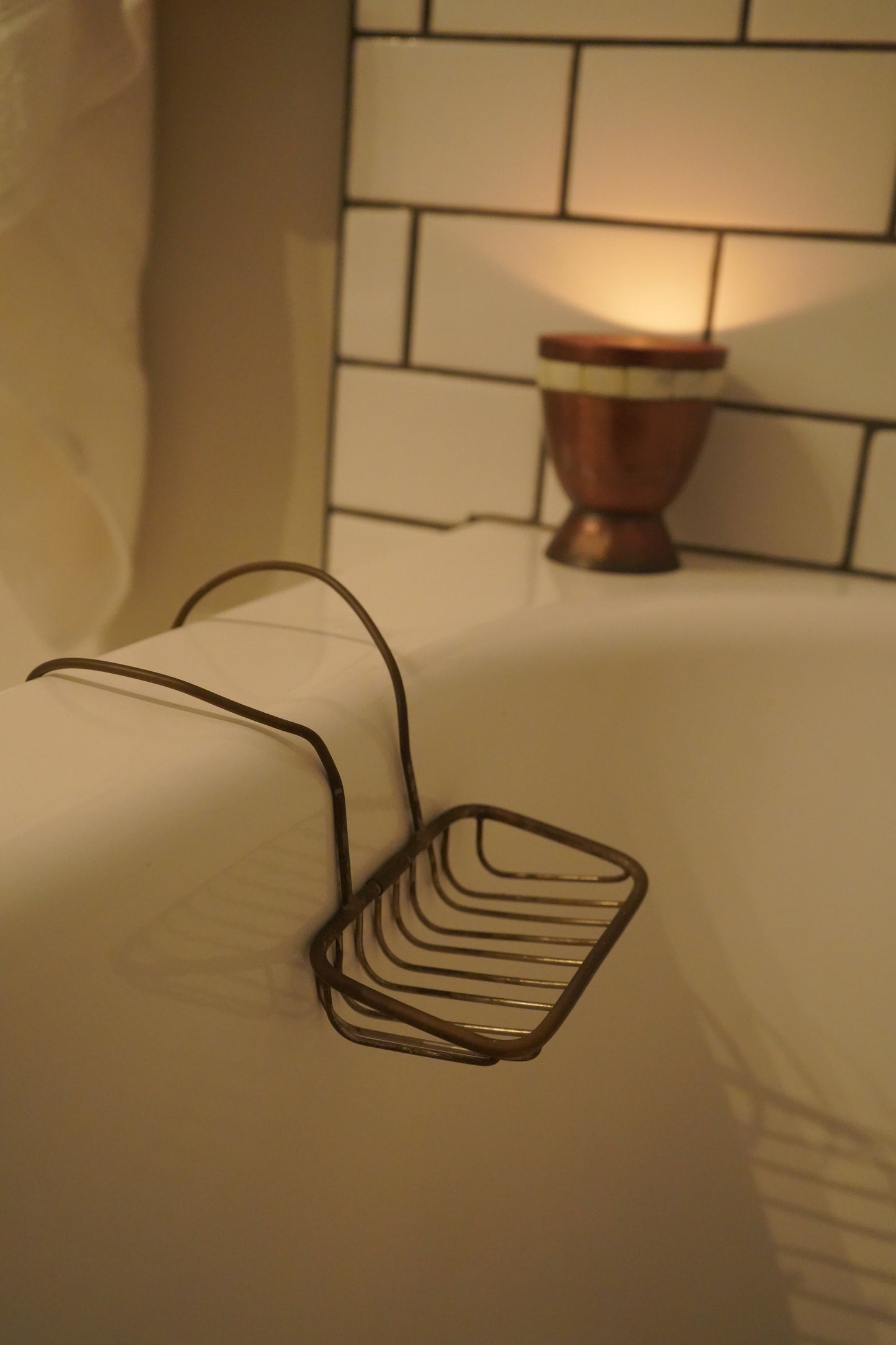 Antique Brass Tub-Mounted Soap Holder Basket