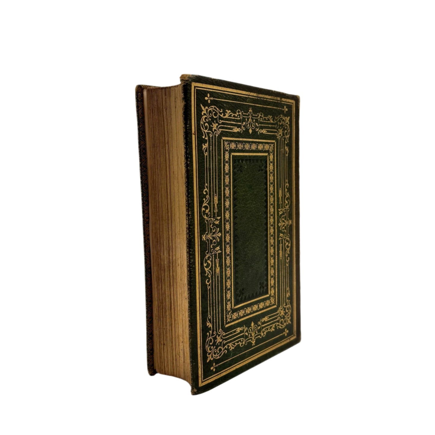 Antique Poetry Book The Complete Poetical Works of William Cowper Victorian Green Morocco Leather Binding c1853