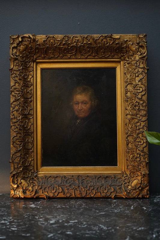 Antique English Portrait of Rev. Robert Clarke Caswall, after John Linnell, Oil on Board Painting