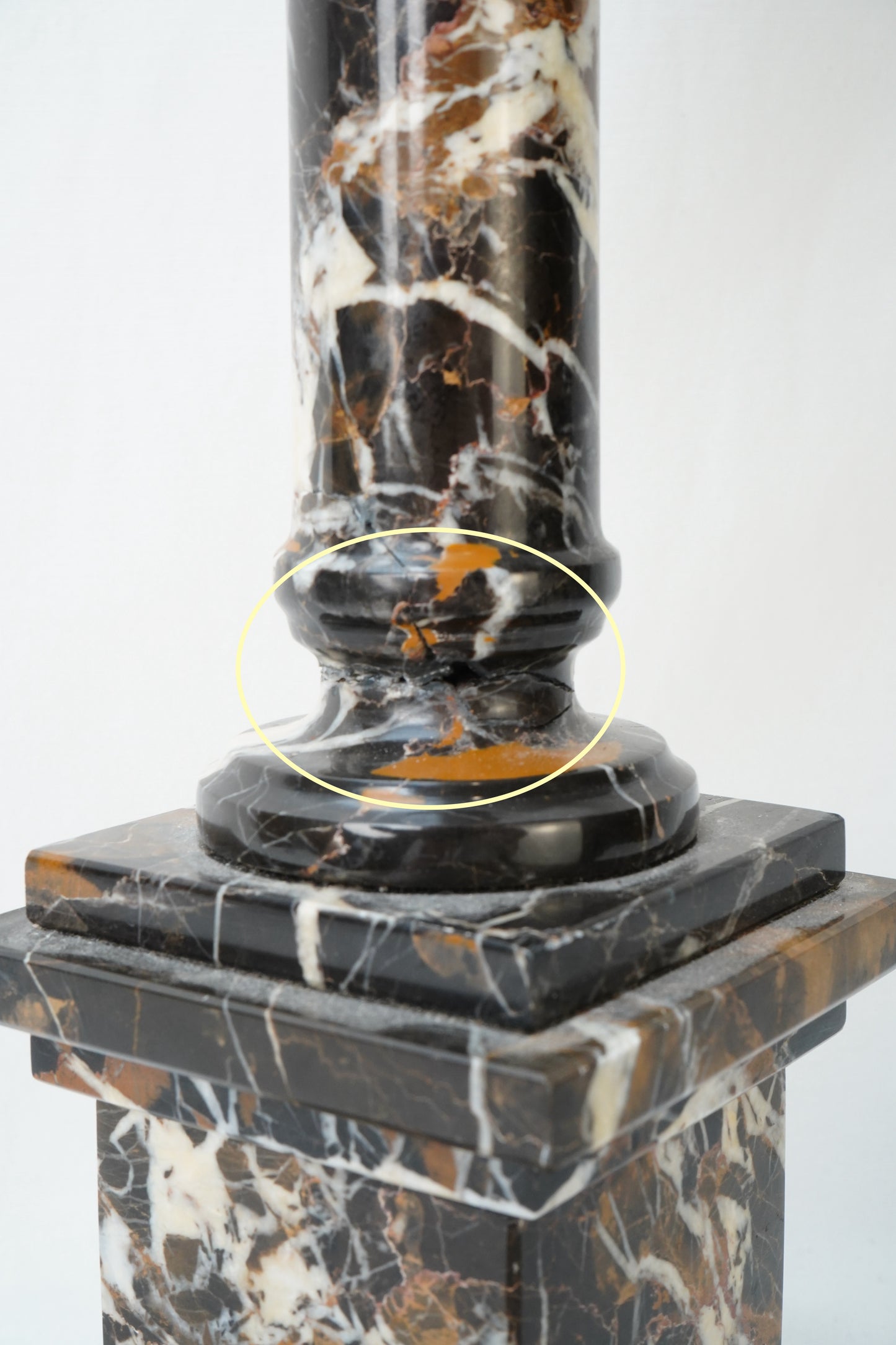 Antique Marble Column Pedestal Stand, Breccia Stone *AS-IS*