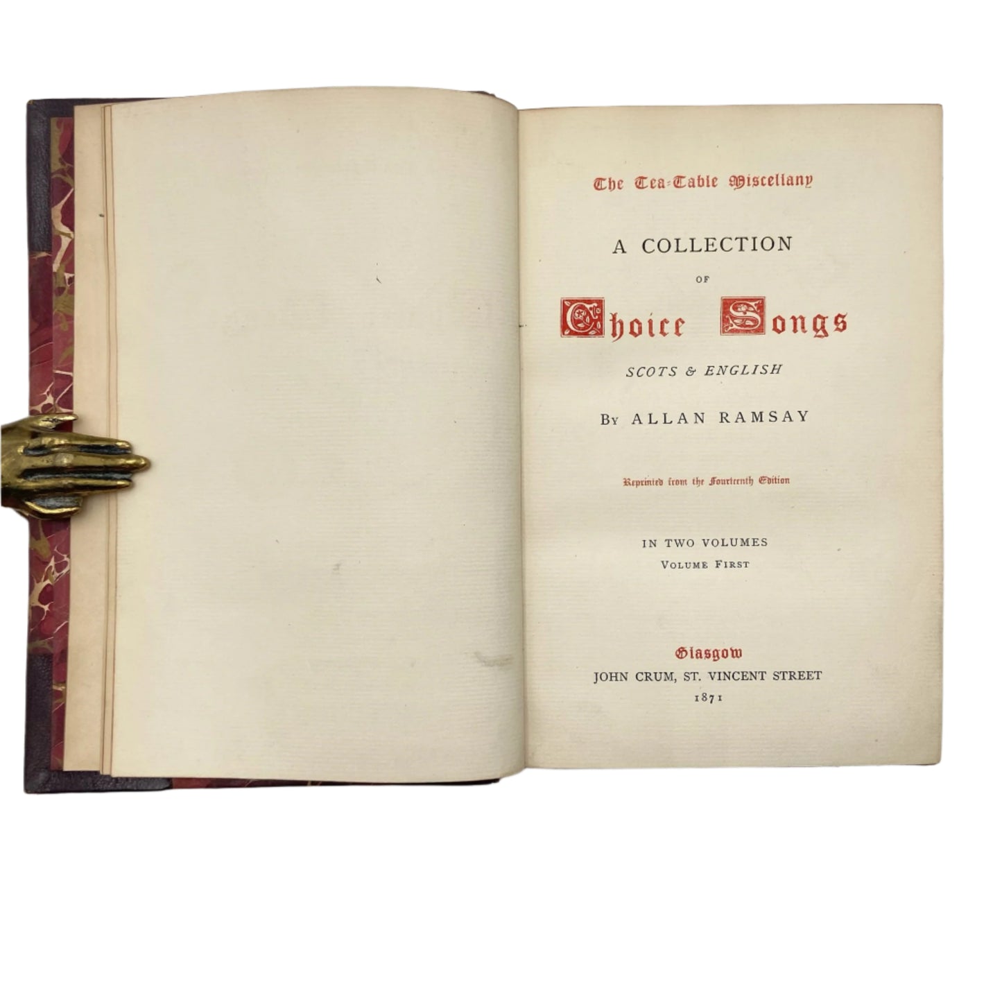 2 Volumes 1871 "A Collection of Choice Songs Scots & English" Purple Half Leather Book