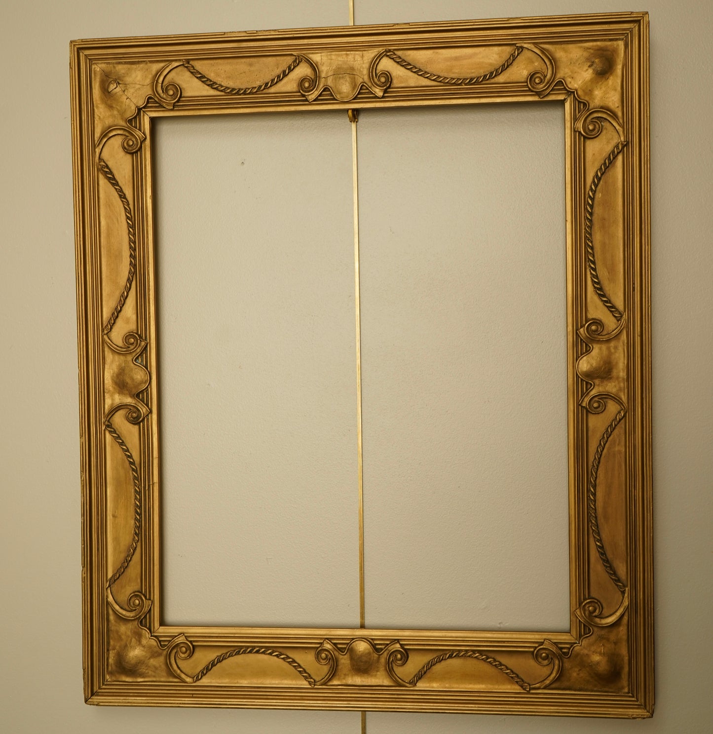 Antique Neoclassical Giltwood Frame with Rope & Cartouche Motifs, Late 19th Century