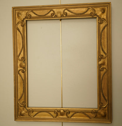 Antique Neoclassical Giltwood Frame with Rope & Cartouche Motifs, Late 19th Century
