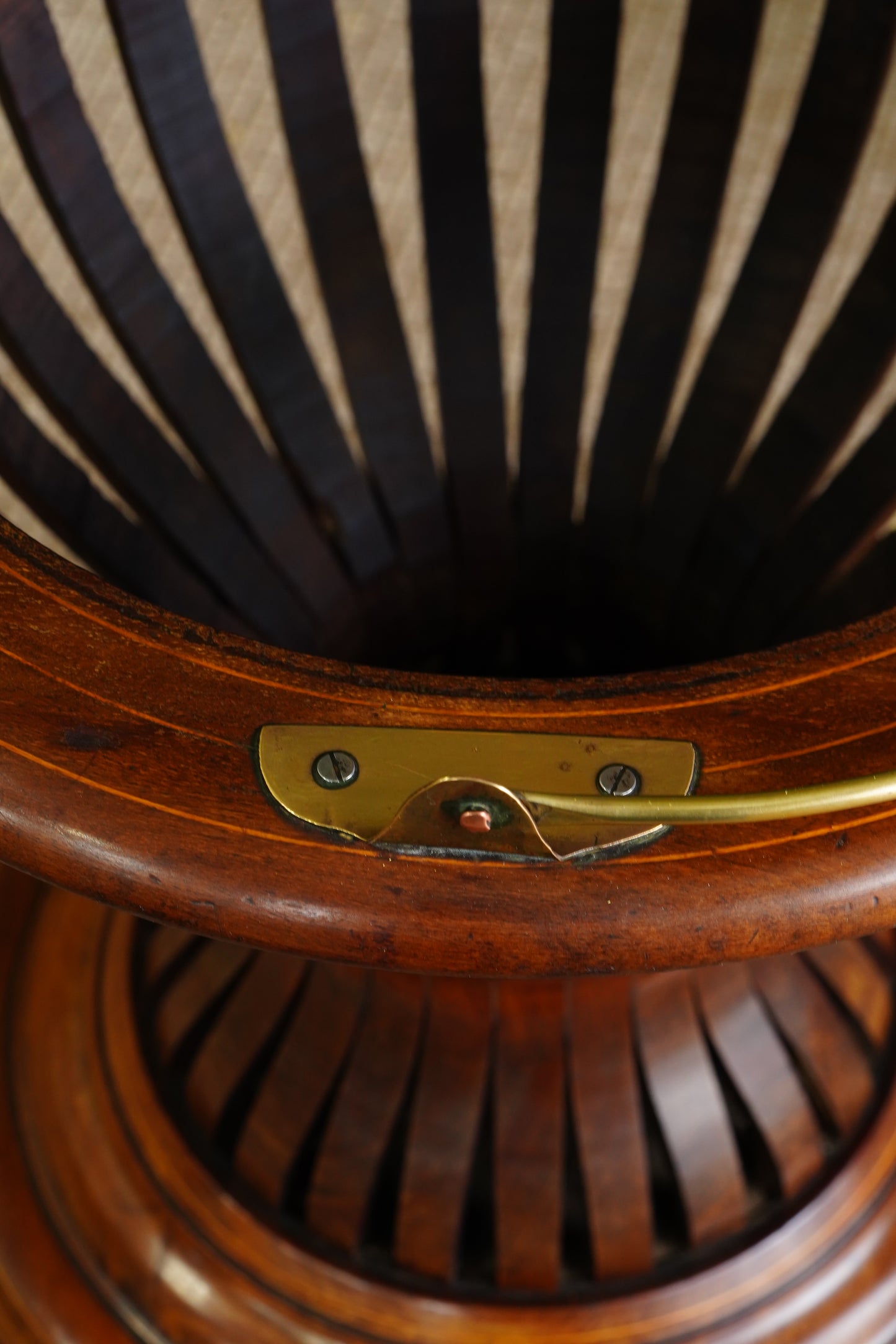 Antique Edwardian Mahogany Slatted Jardinière with Brass Liner, Circa 1900
