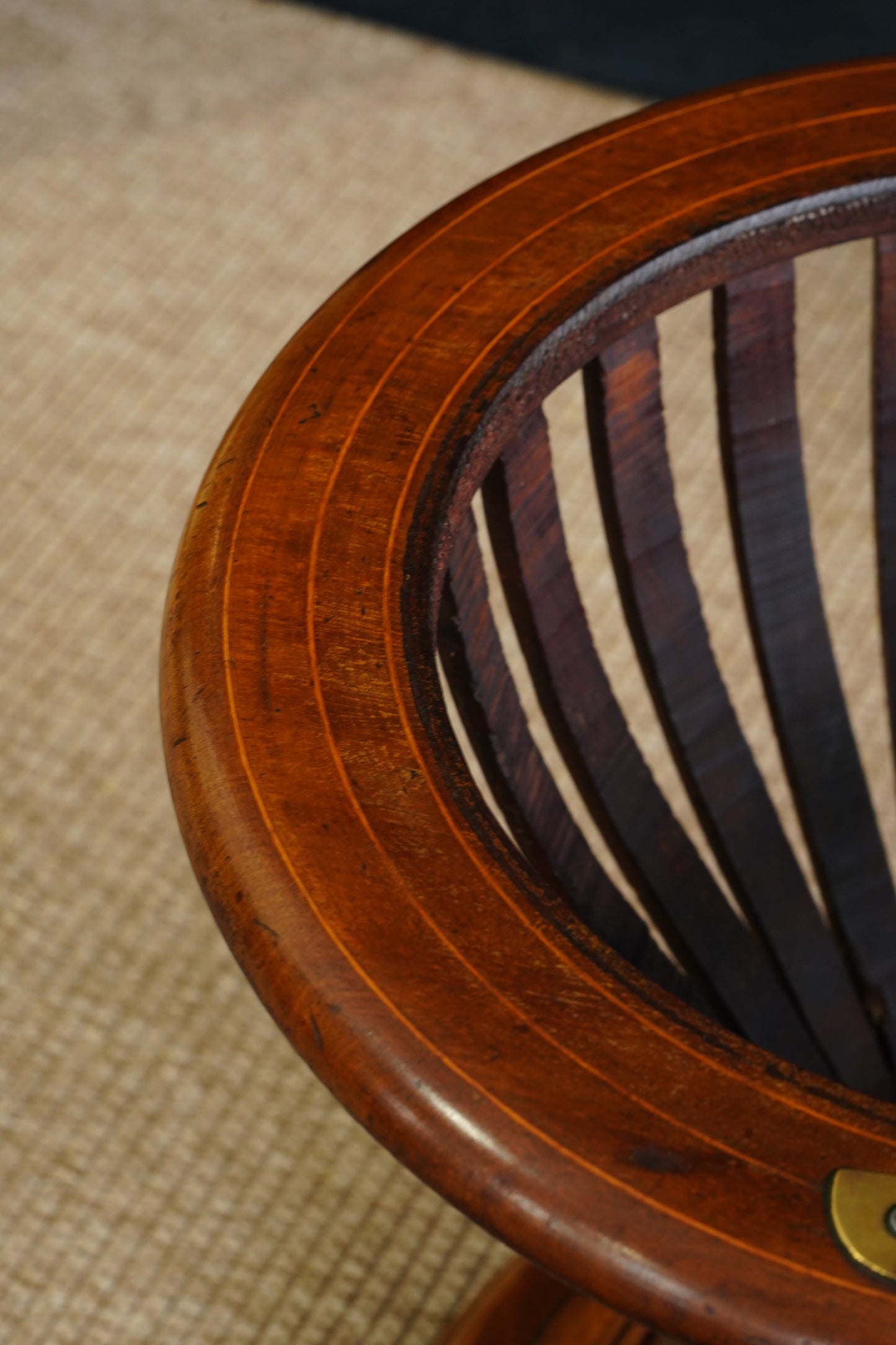 Antique Edwardian Mahogany Slatted Jardinière with Brass Liner, Circa 1900
