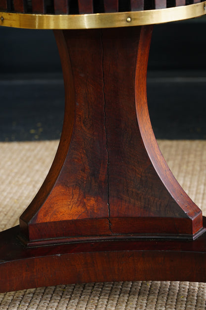 Antique Dutch Mahogany Jardinière, Slatted Urn Form with Brass Liner, Circa 1890