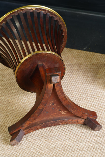 Antique Dutch Mahogany Jardinière, Slatted Urn Form with Brass Liner, Circa 1890