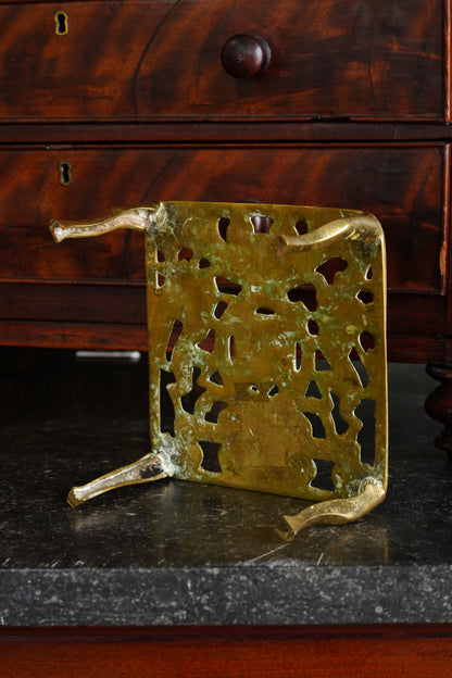 Antique English Brass Royal Coat of Arms Trivet, Circa 1900