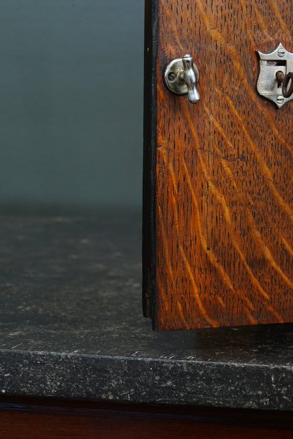 Antique Edwardian English Quartersawn Oak Smoker's Cabinet